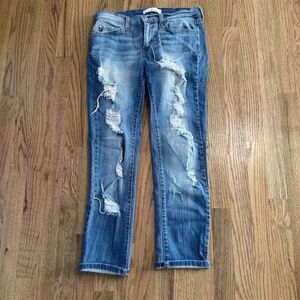 KanCan Distressed Straight Leg Jeans Size 3/25 Stretch Fabric